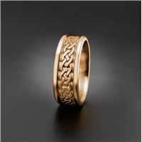 Narrow Self Bordered Celtic Link Wedding Ring in 18K Rose Gold